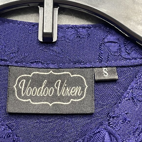 Voodoo Vixen Womens Purple Jacquard Short Sleeve Midi Dress Size Small - Picture 3 of 5